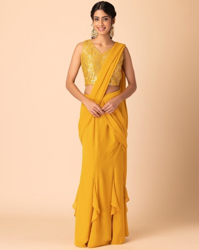 Set of 2 Women Ready to Wear Saree with Sequin Thread Embroidered Blouse - Image 6