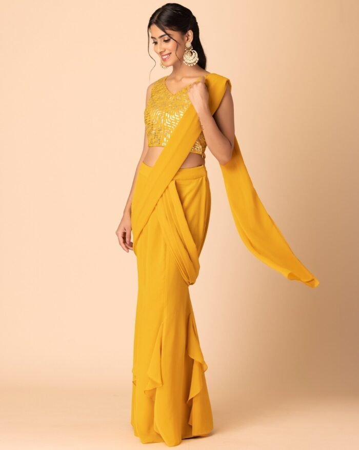Set of 2 Women Ready to Wear Saree with Sequin Thread Embroidered Blouse - Image 4